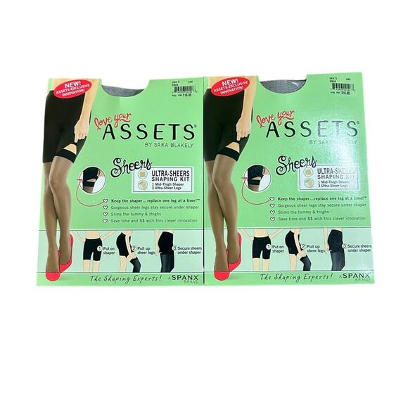NWT set of 2 Assets by spanks shapewear black thigh high stockings set size 5 - Picture 1 of 8